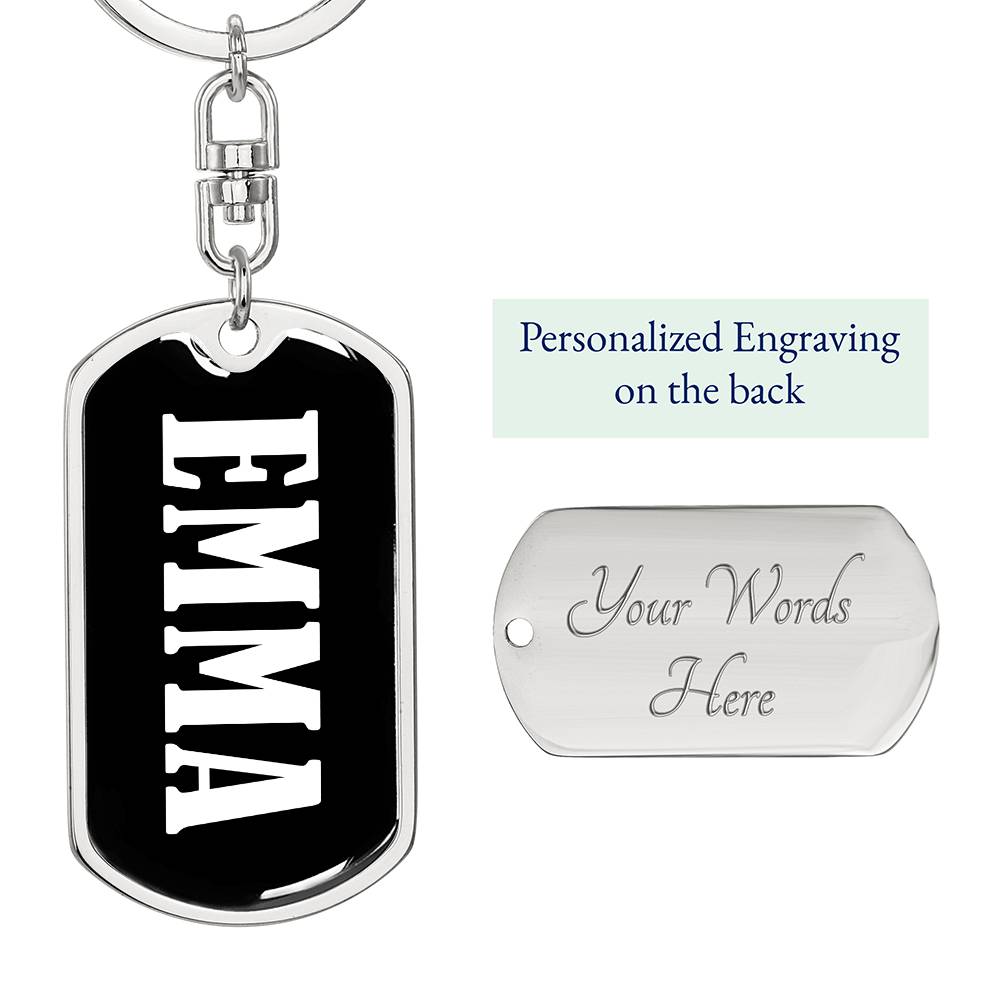 Emma v01w - Luxury Dog Tag Keychain