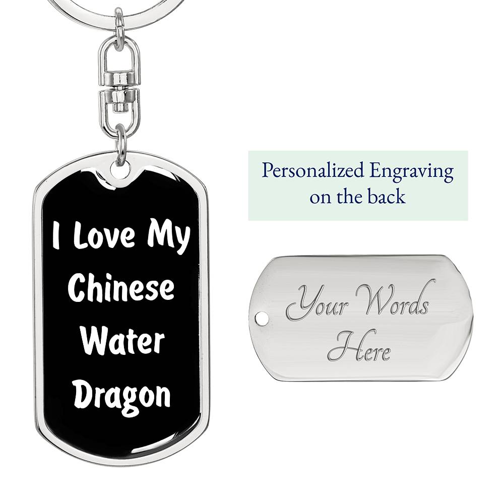 Love My Chinese Water Dragon v3 - Luxury Dog Tag Keychain