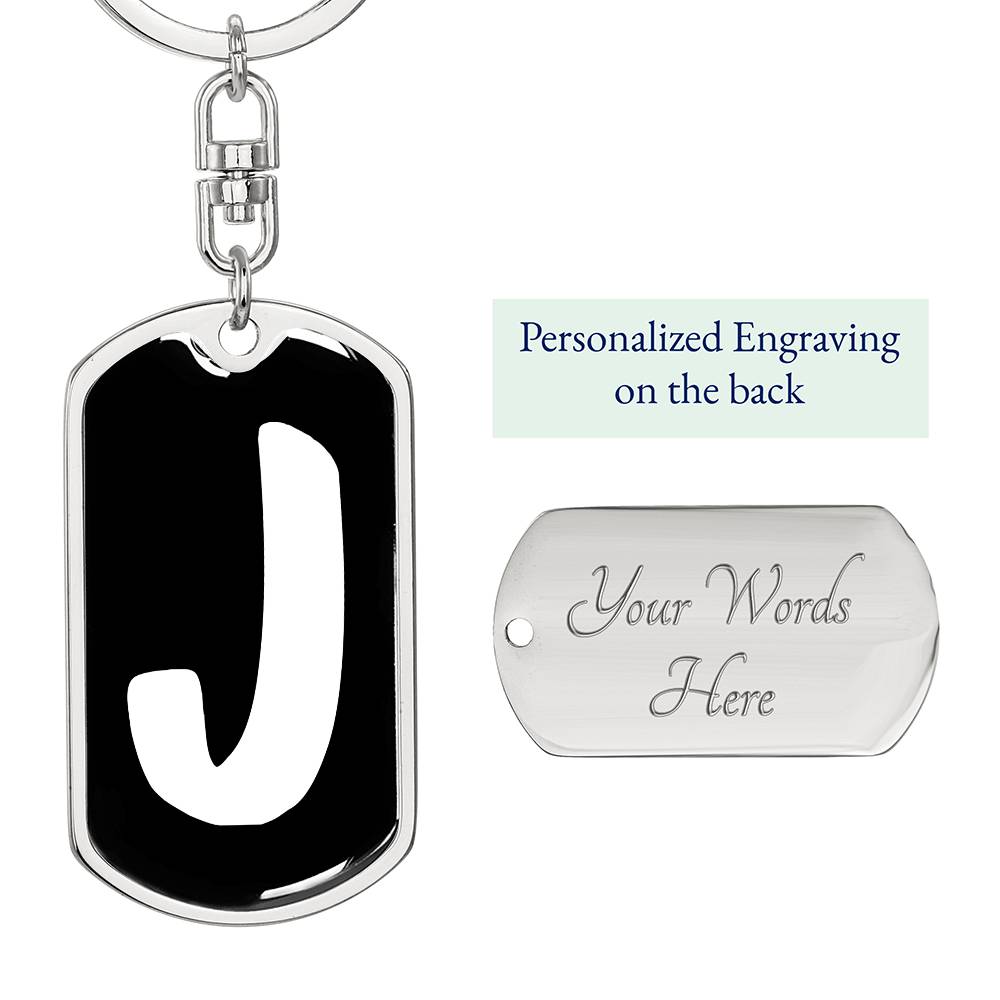 Initial J v3b - Luxury Dog Tag Keychain