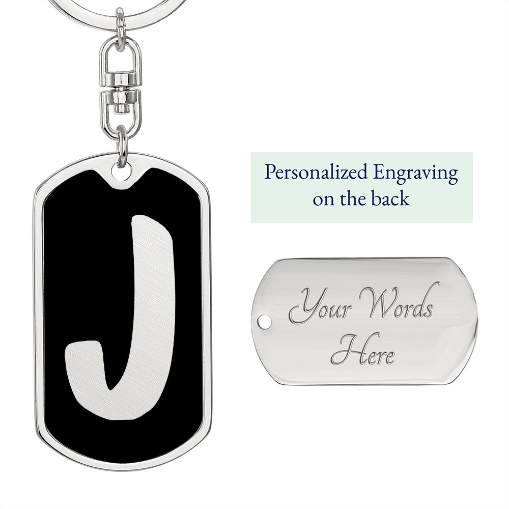 Initial J v2b - Luxury Dog Tag Keychain