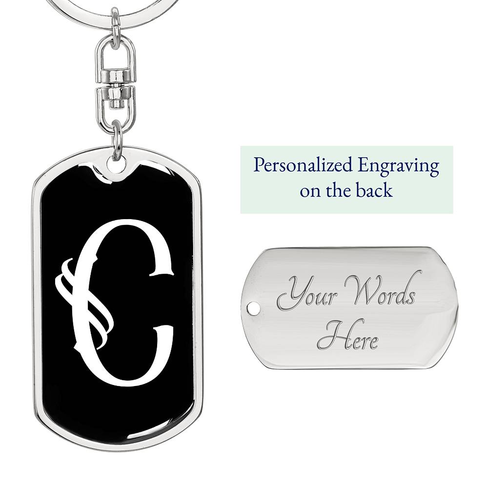 Initial C v001-13 - Luxury Dog Tag Keychain