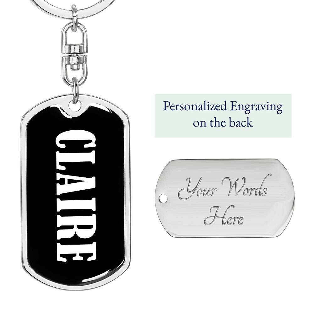 Claire v01w - Luxury Dog Tag Keychain