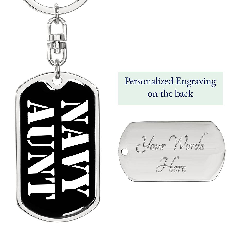 Navy Aunt v3 - Luxury Dog Tag Keychain