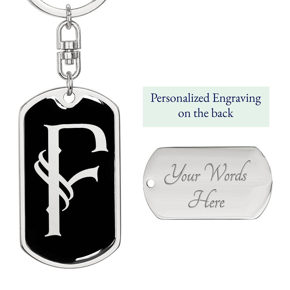 Initial F v001-12 - Luxury Dog Tag Keychain