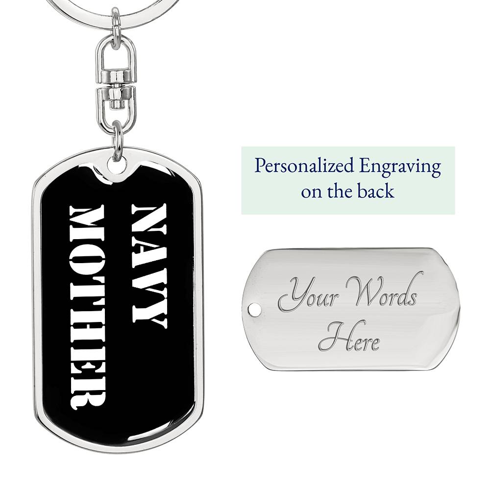 Navy Mother v3 - Luxury Dog Tag Keychain