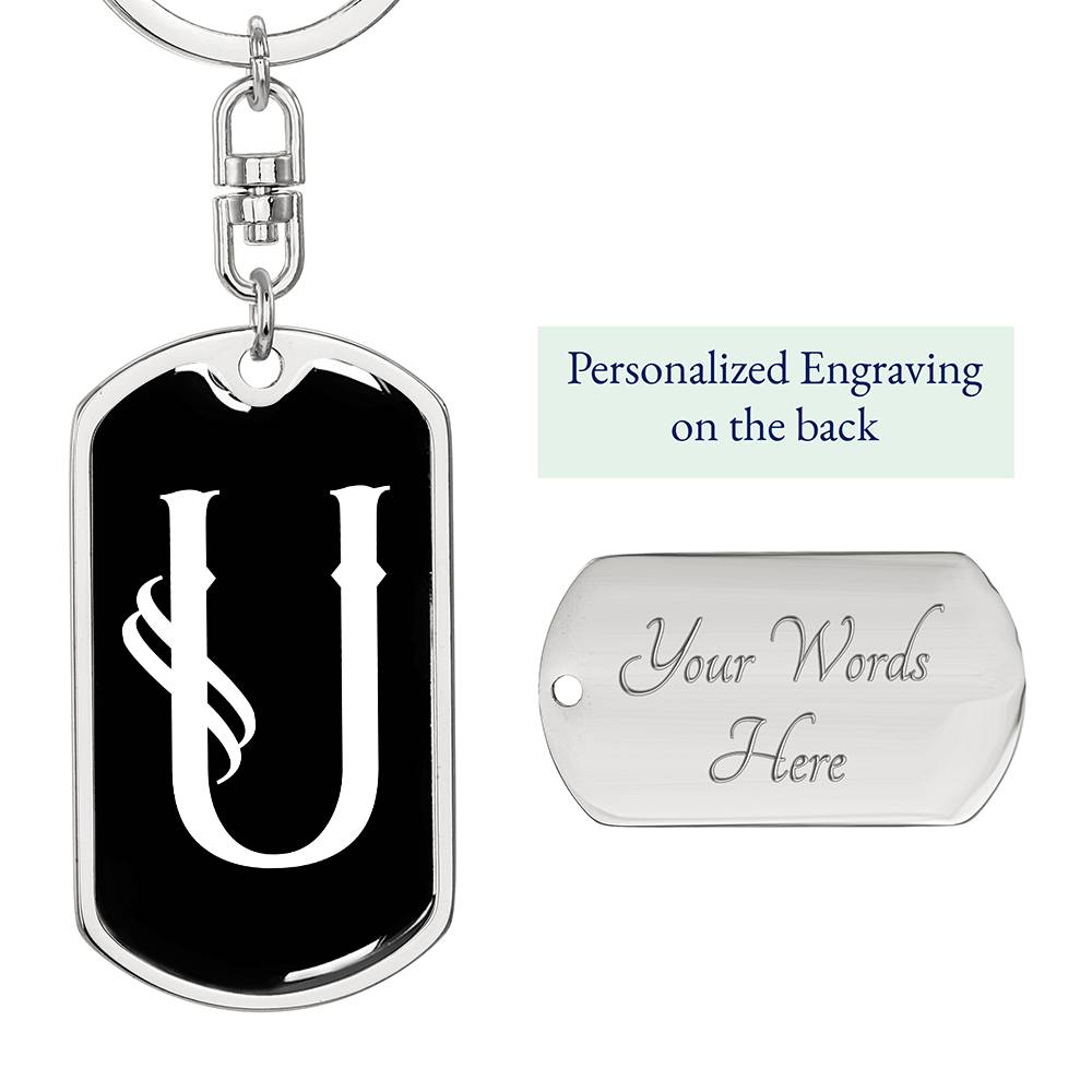 Initial U v001-13 - Luxury Dog Tag Keychain
