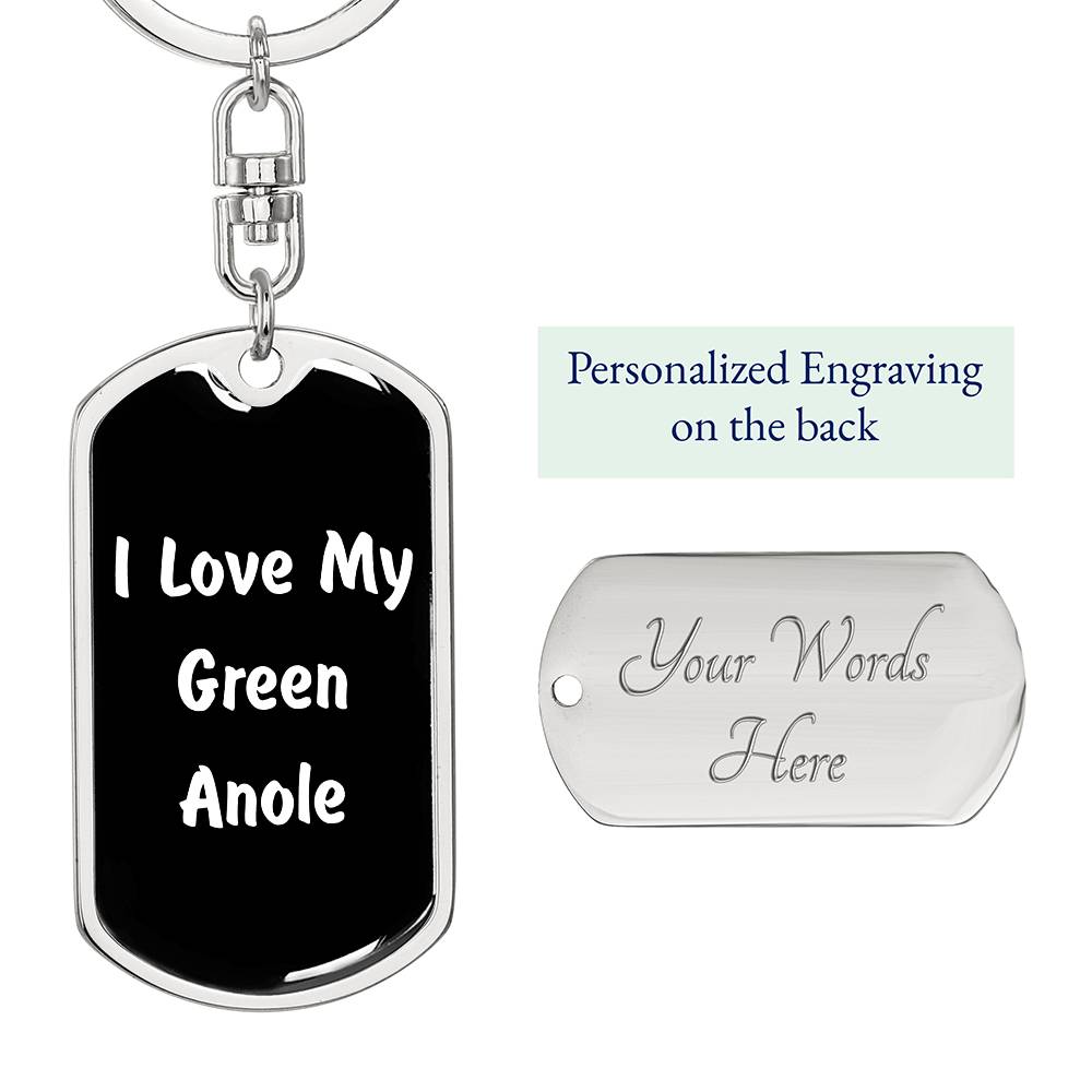 Love My Green Anole v3 - Luxury Dog Tag Keychain