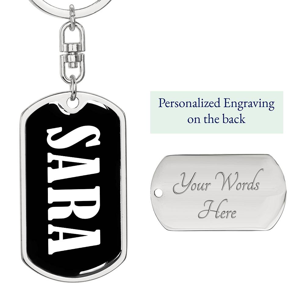Sara v01w - Luxury Dog Tag Keychain