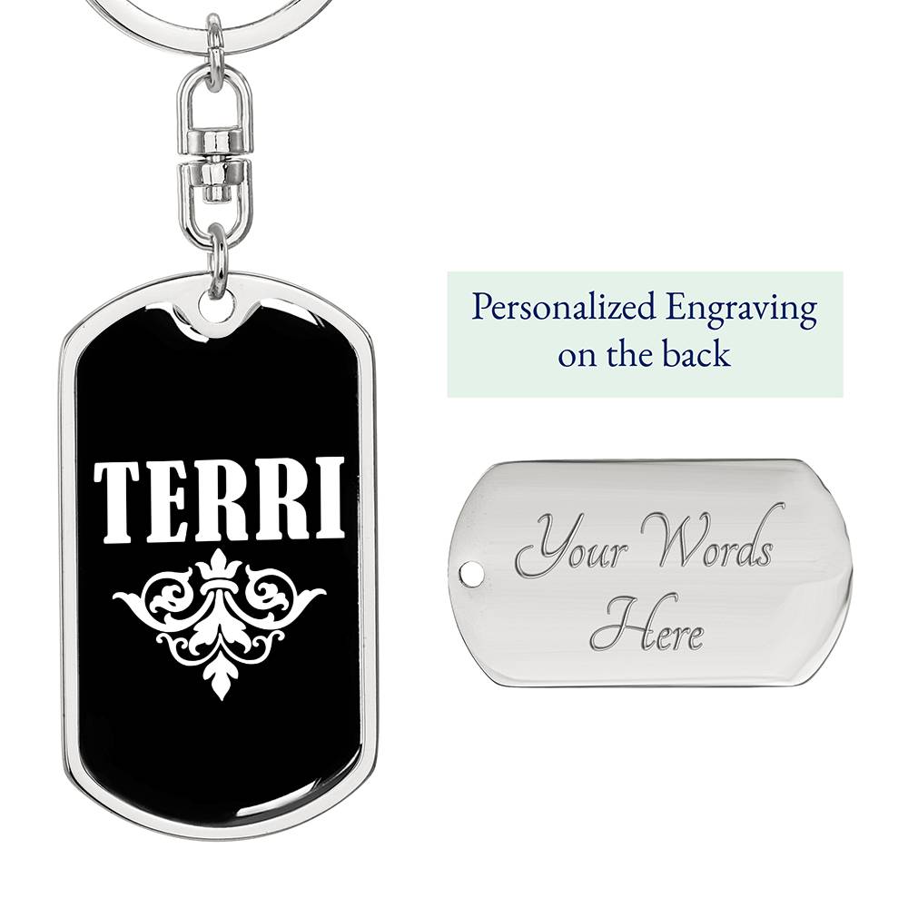 Terri v03a - Luxury Dog Tag Keychain