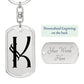 Initial K v001-11 - Luxury Dog Tag Keychain