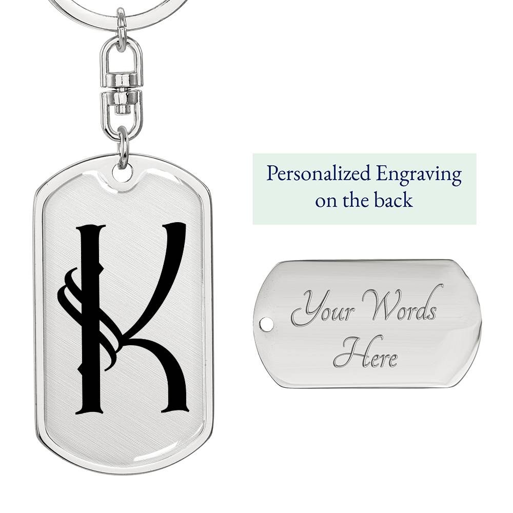 Initial K v001-11 - Luxury Dog Tag Keychain
