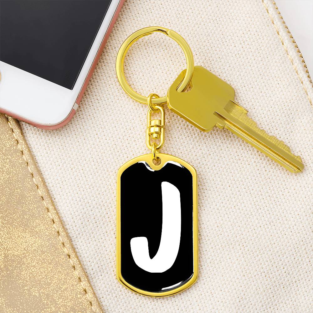 Initial J v3b - Luxury Dog Tag Keychain