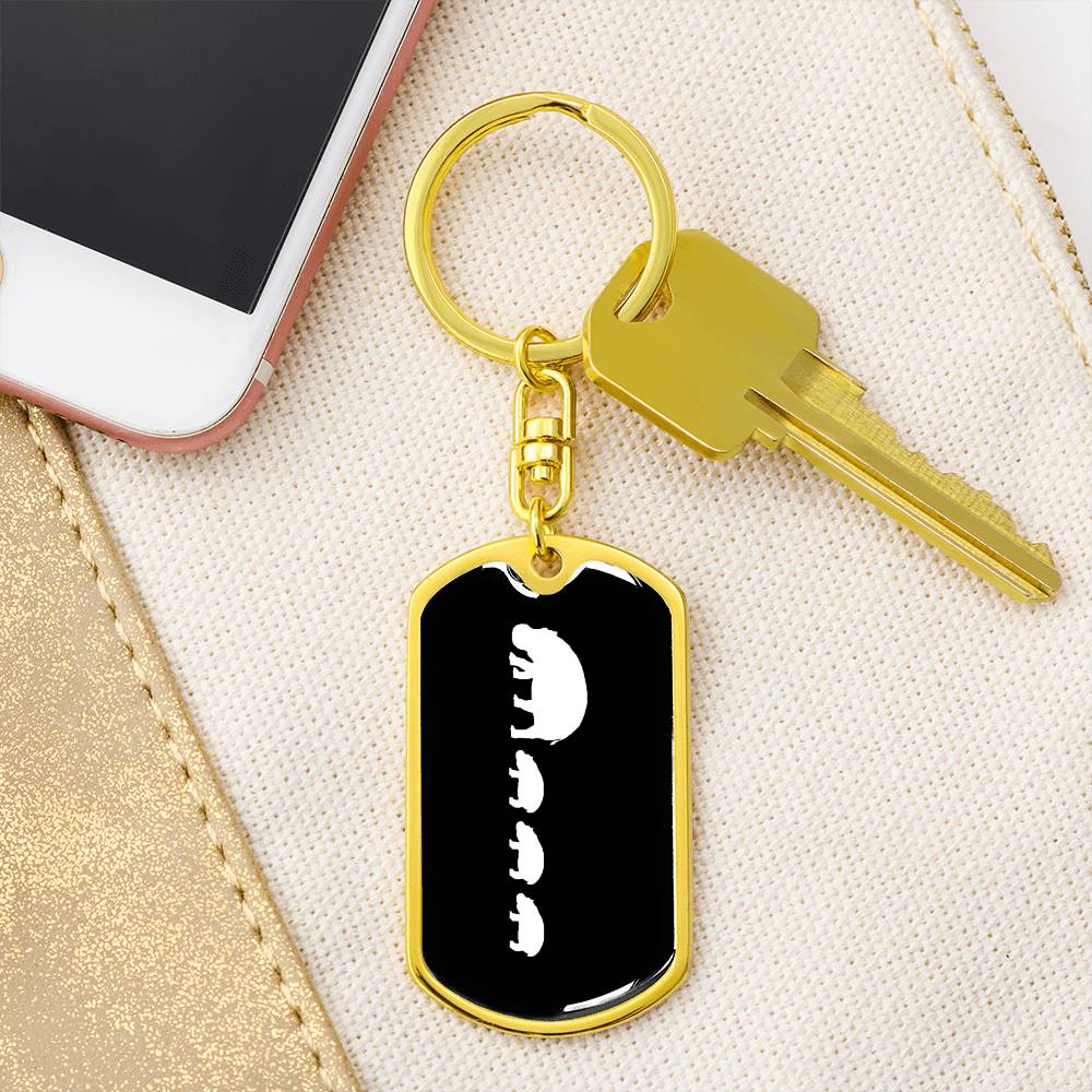 Mama Hippo With 3 Calves v3 - Luxury Dog Tag Keychain