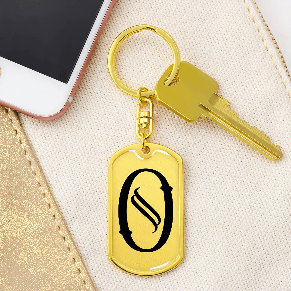Initial O v001-11 - Luxury Dog Tag Keychain