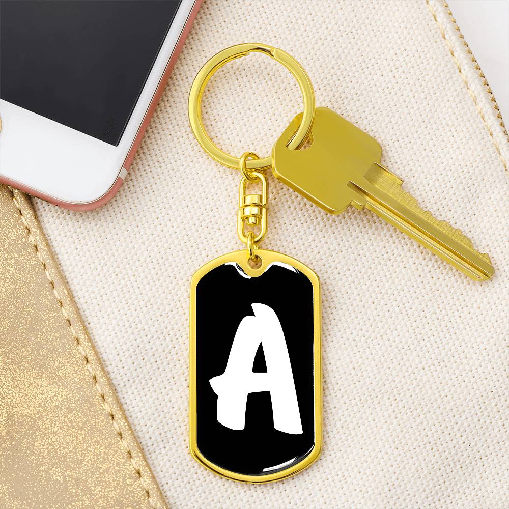 Initial A v3b - Luxury Dog Tag Keychain