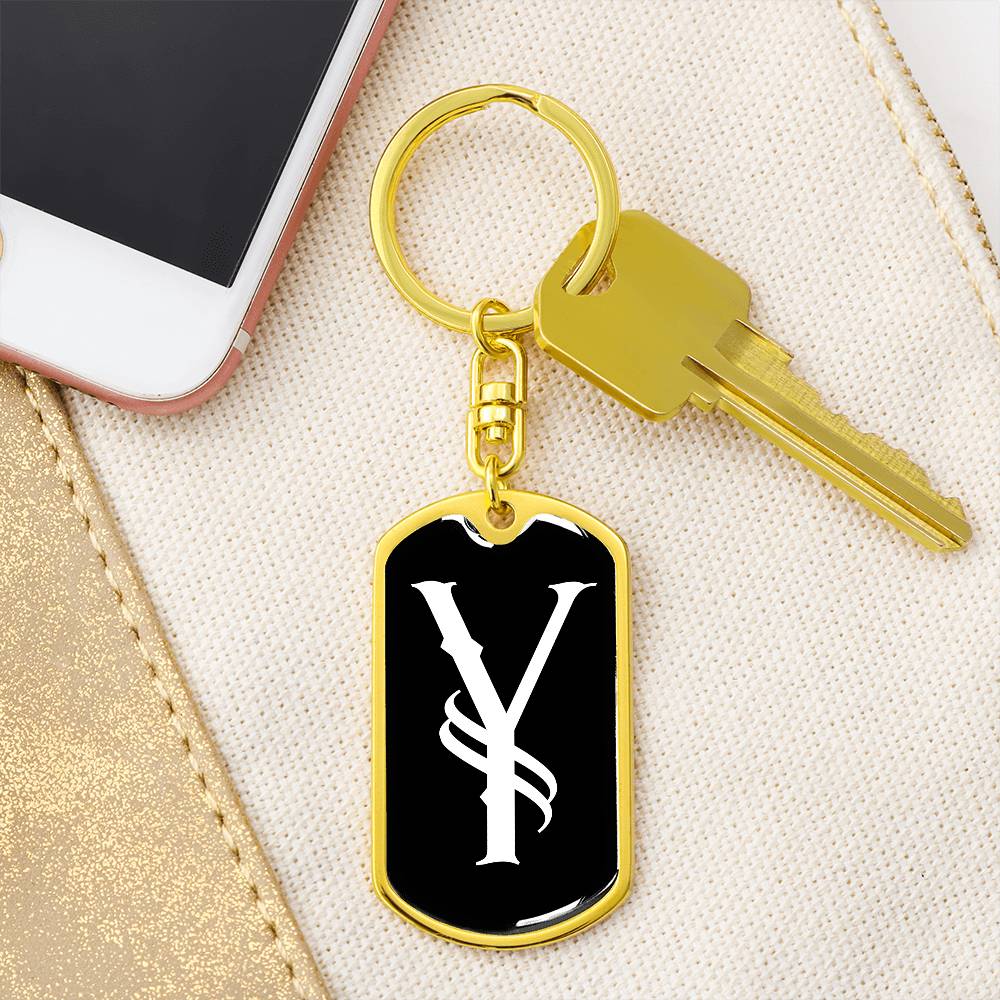 Initial Y v001-13 - Luxury Dog Tag Keychain