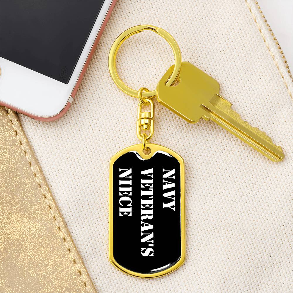 Navy Veteran's Niece v3 - Luxury Dog Tag Keychain