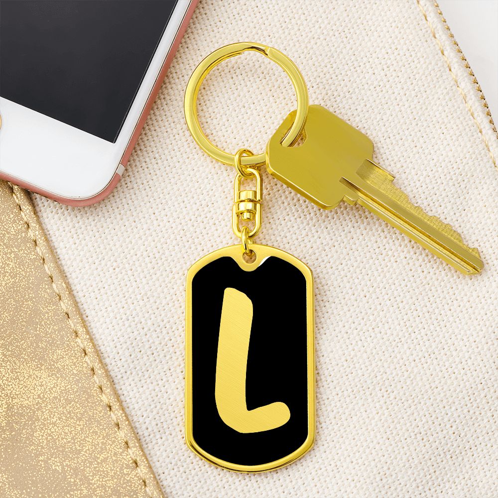 Initial L v2b - Luxury Dog Tag Keychain