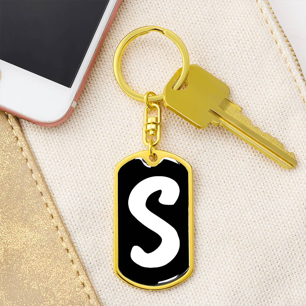 Initial S v3b - Luxury Dog Tag Keychain