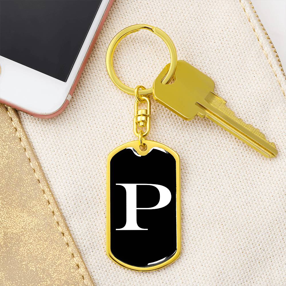 Initial P v3a - Luxury Dog Tag Keychain