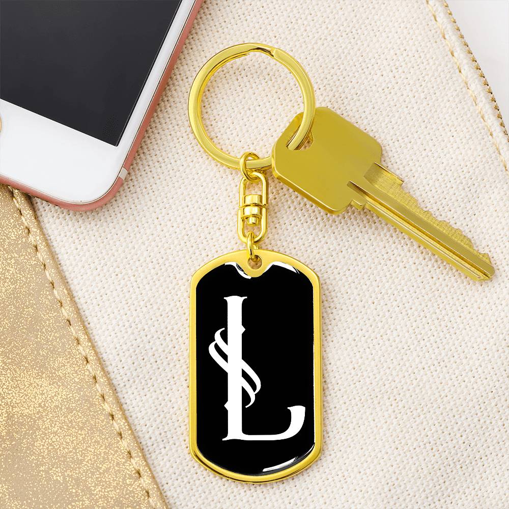 Initial L v001-13 - Luxury Dog Tag Keychain