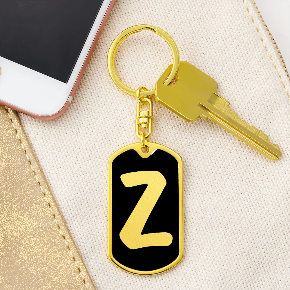 Initial Z v2b - Luxury Dog Tag Keychain