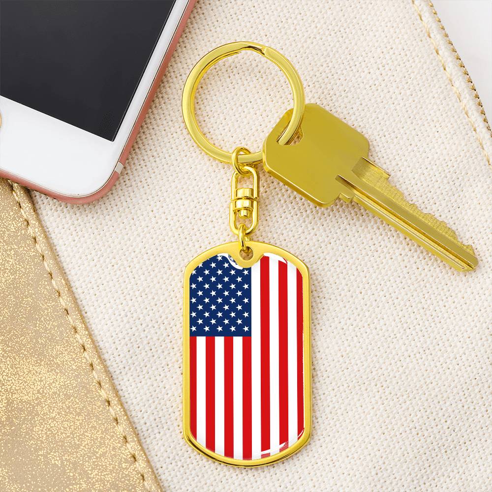 American Flag - Luxury Dog Tag Keychain