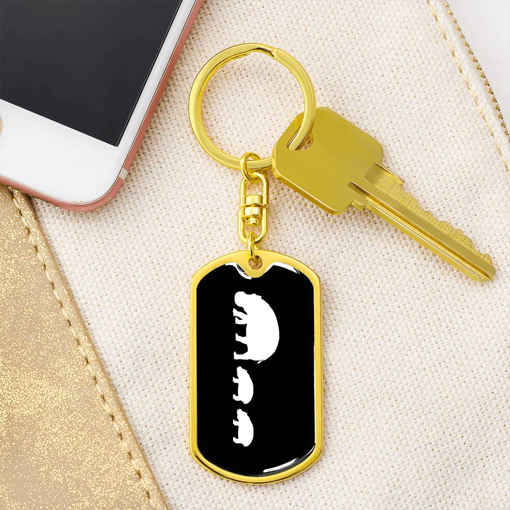 Mama Hippo With 2 Calves v3 - Luxury Dog Tag Keychain