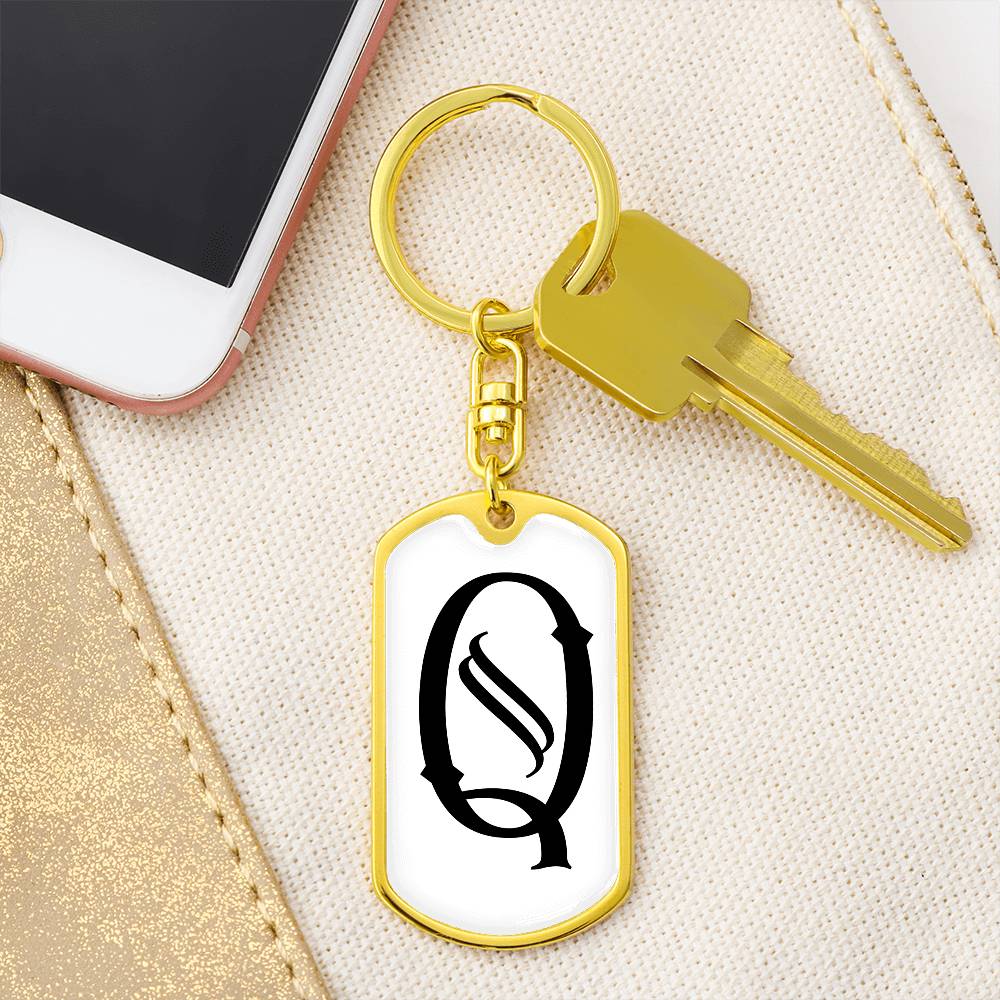 Initial Q v001-14 - Luxury Dog Tag Keychain