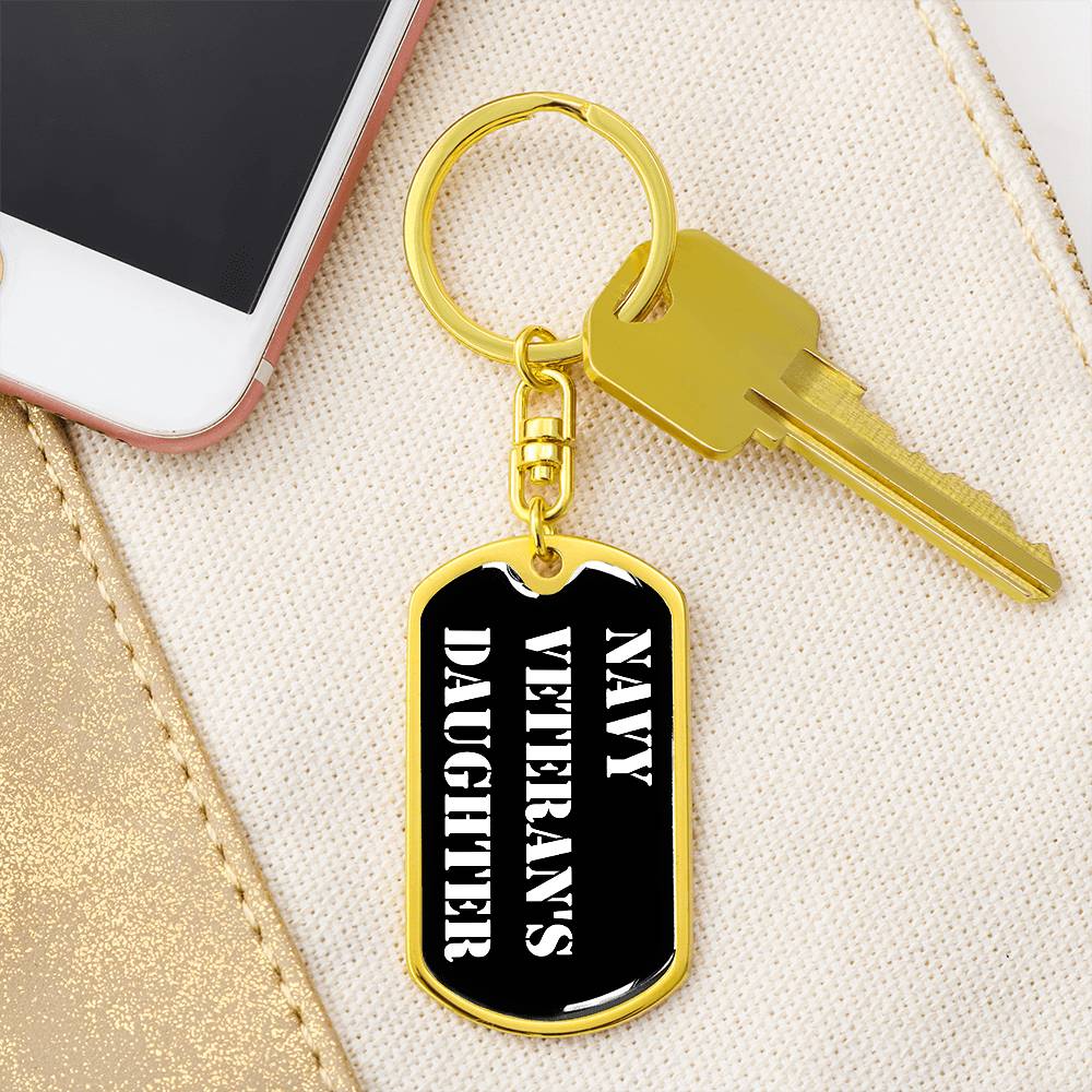 Navy Veteran's Daughter v3 - Luxury Dog Tag Keychain