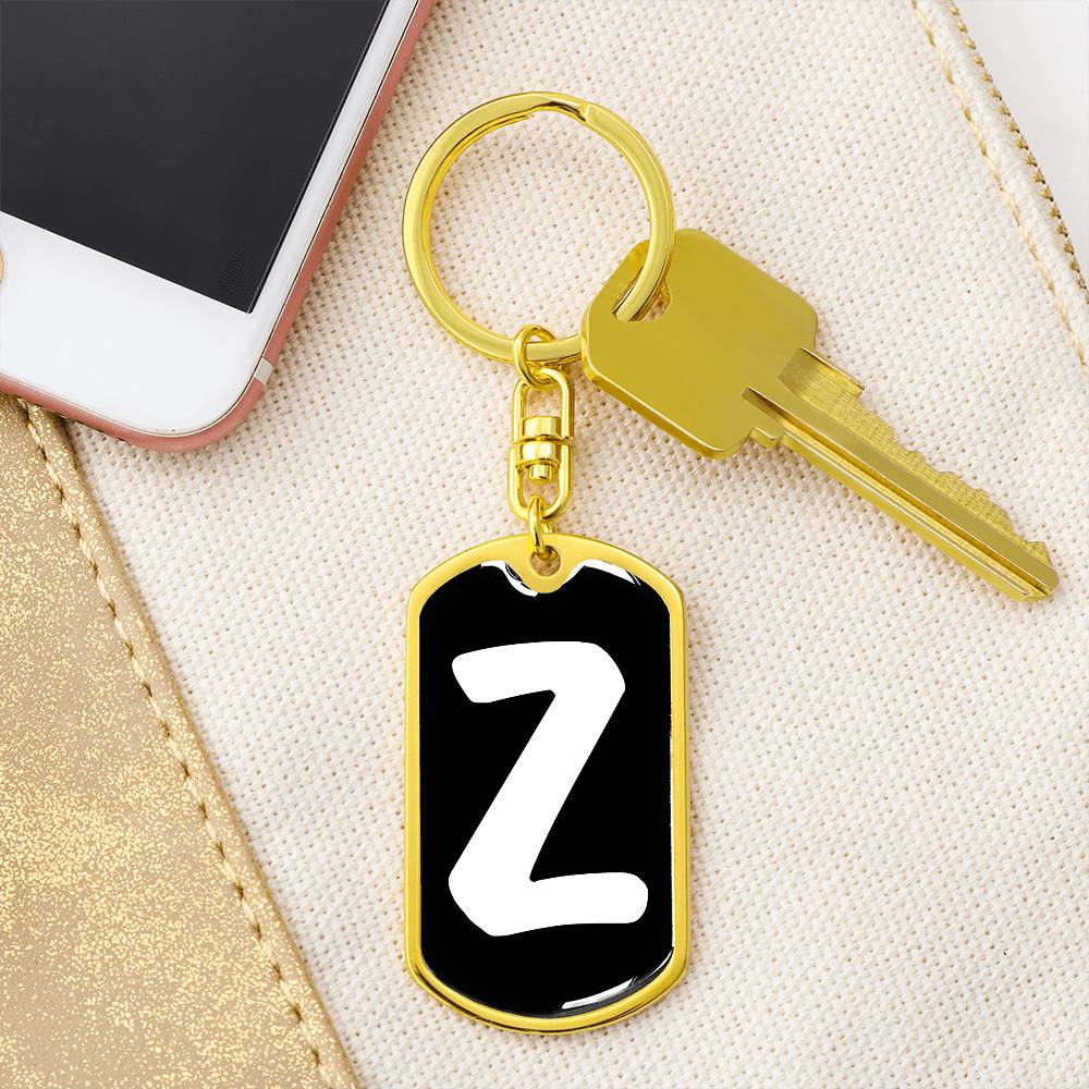 Initial Z v3b - Luxury Dog Tag Keychain
