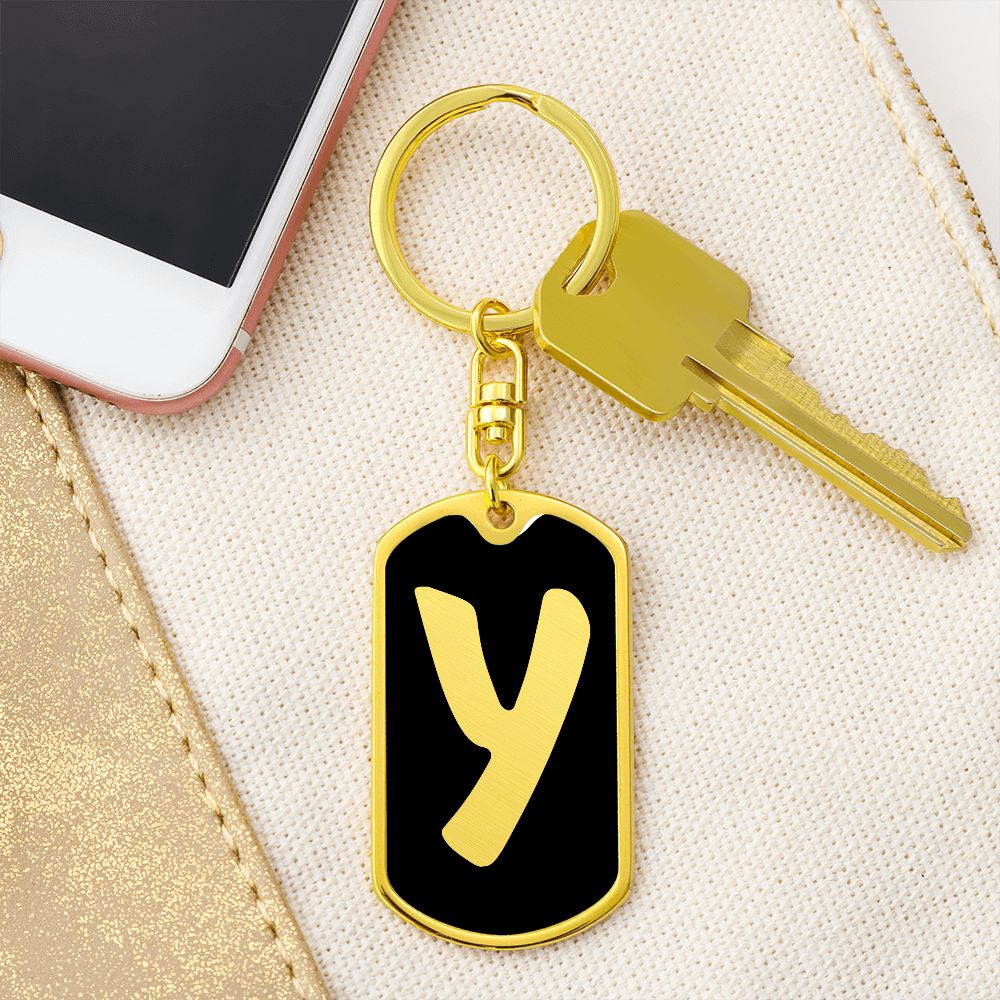 Initial Y v2b - Luxury Dog Tag Keychain