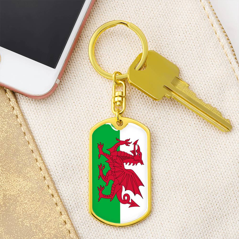 Welsh Flag - Luxury Dog Tag Keychain