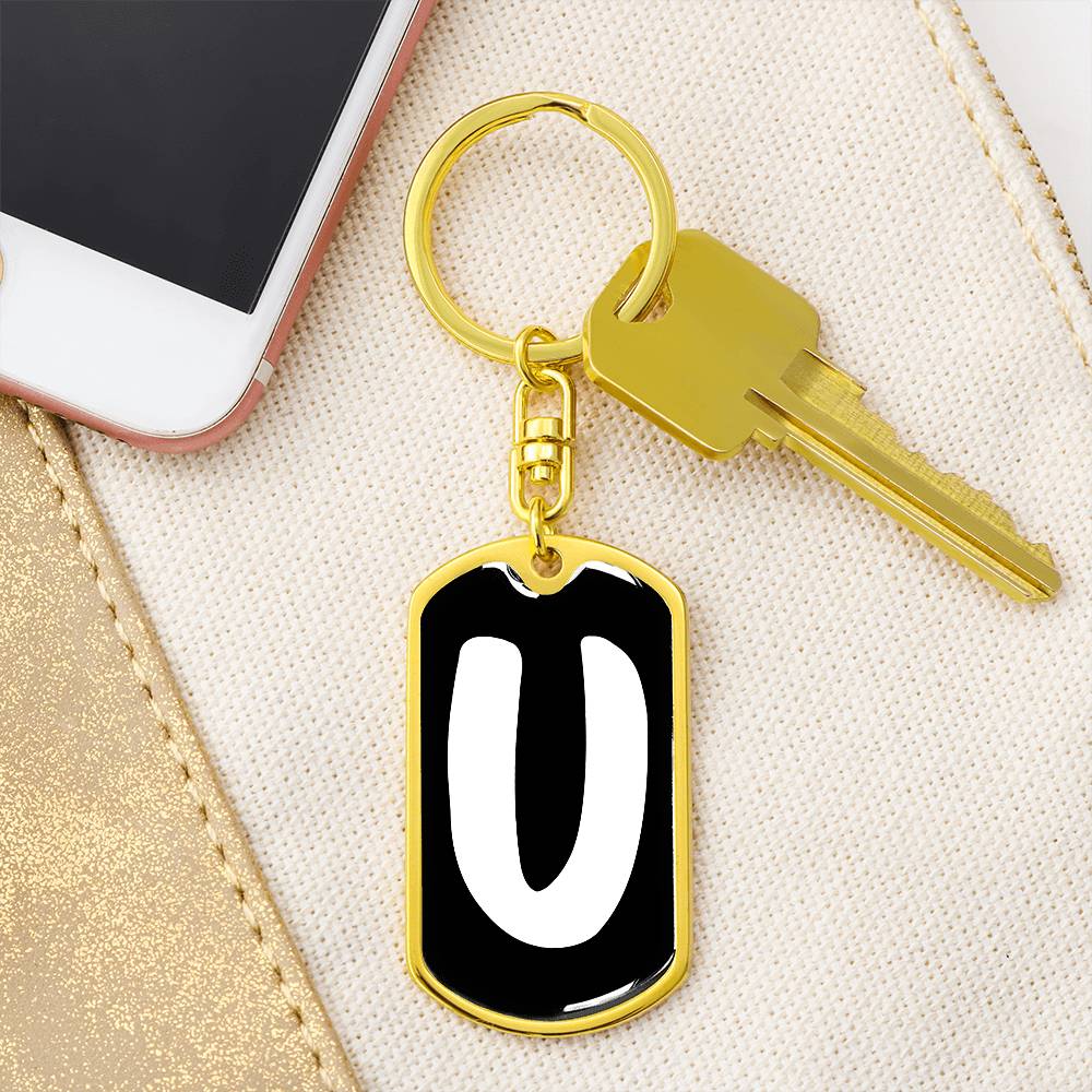 Initial U v3b - Luxury Dog Tag Keychain