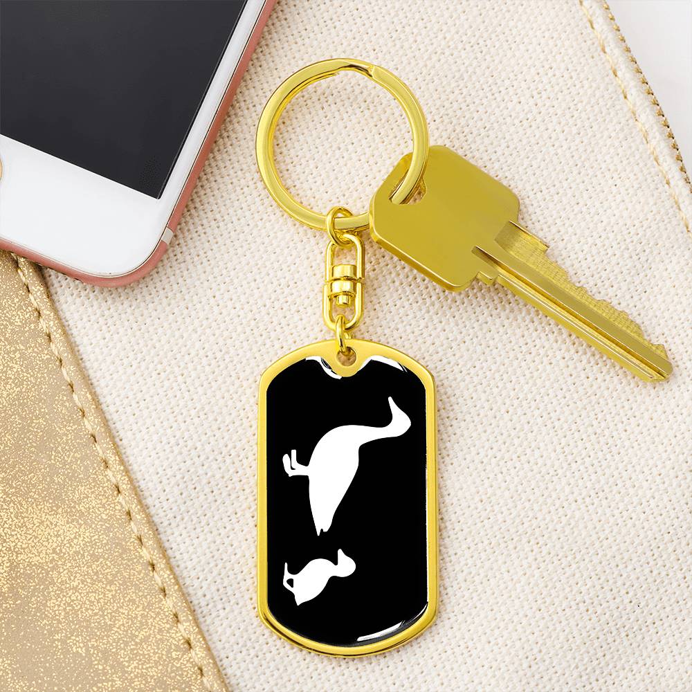Mama Duck With 1 Duckling v3 - Luxury Dog Tag Keychain