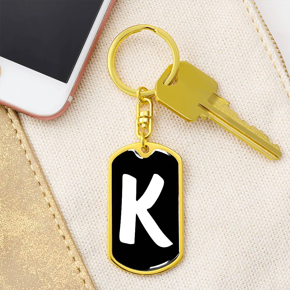 Initial K v3b - Luxury Dog Tag Keychain