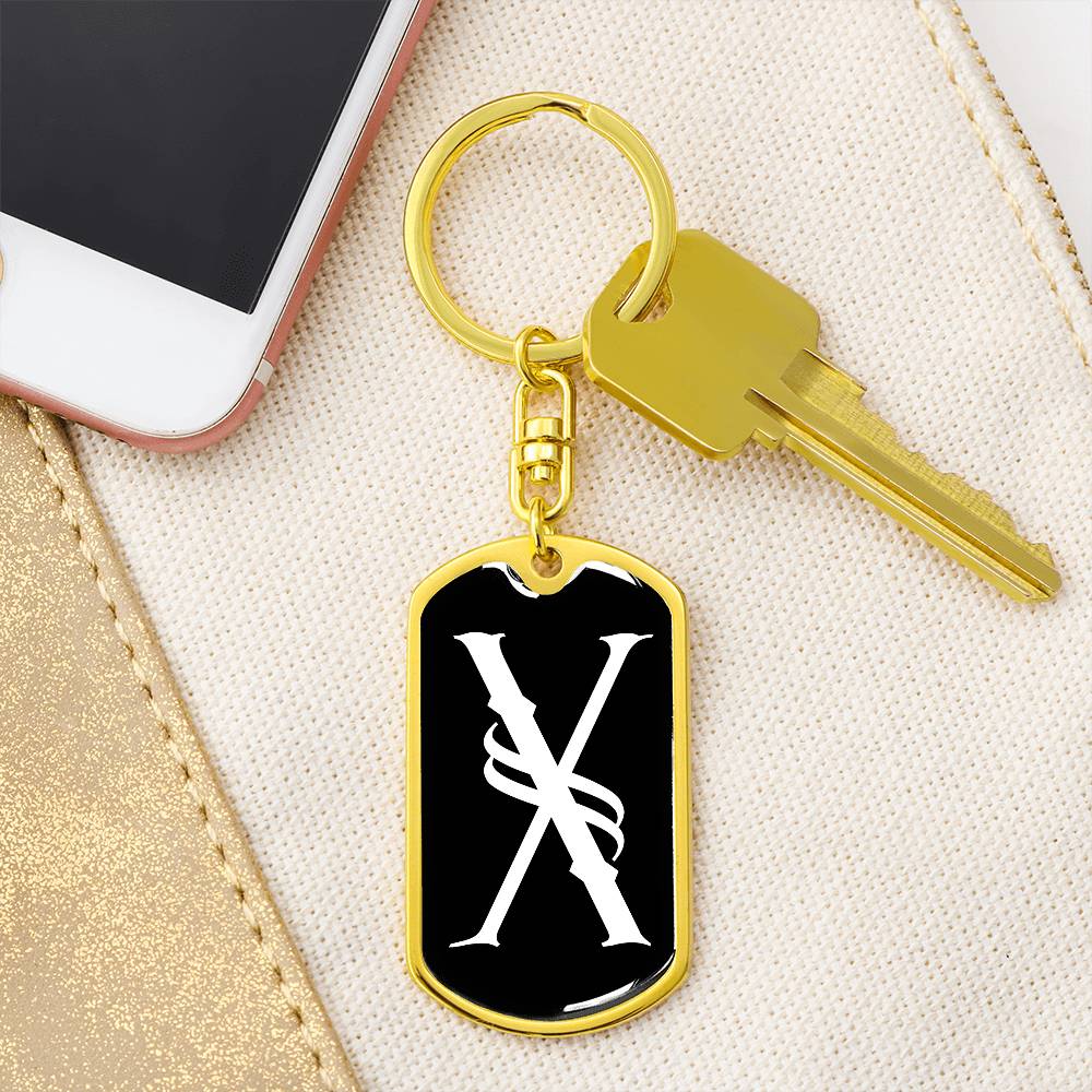 Initial X v001-13 - Luxury Dog Tag Keychain