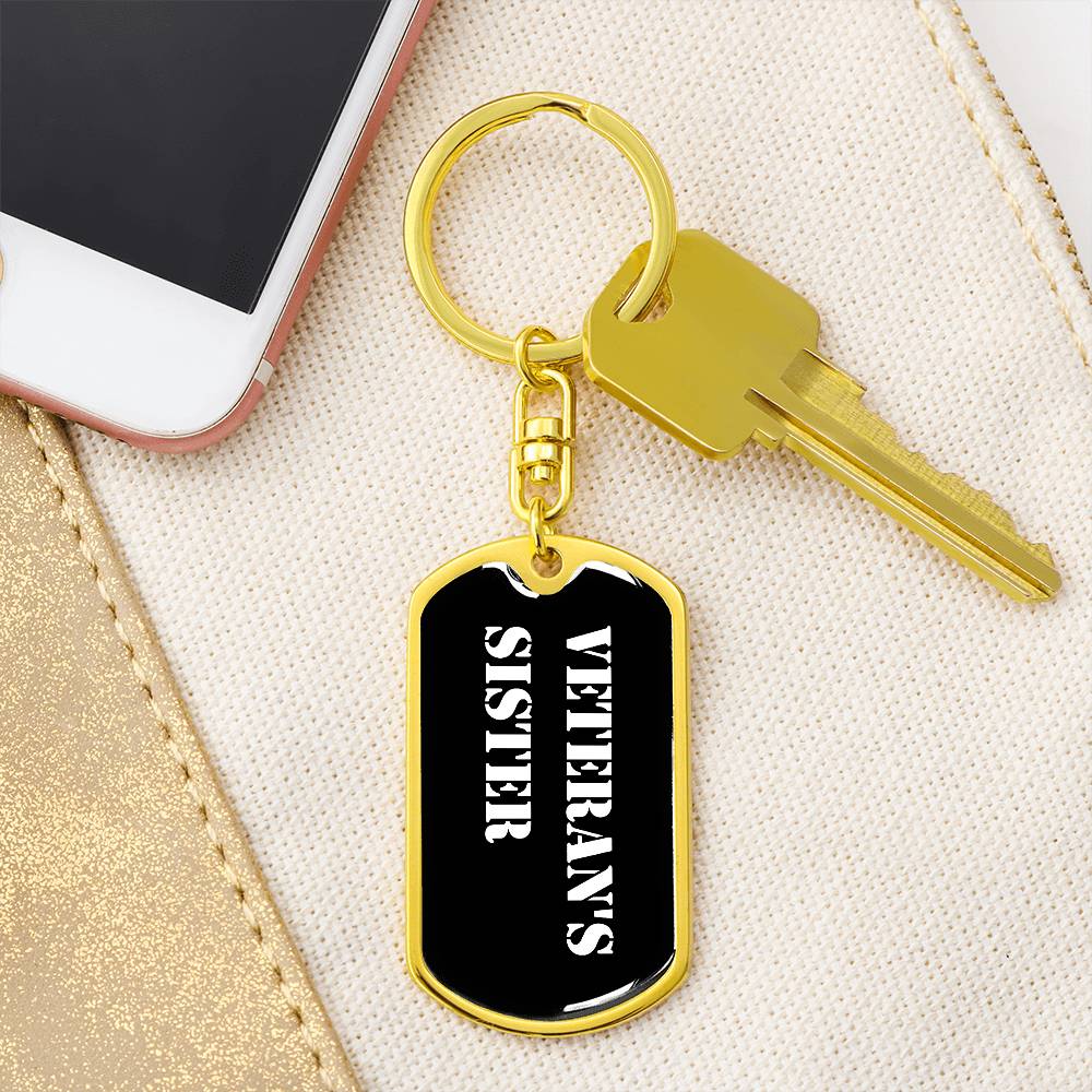 Veteran's Sister v3 - Luxury Dog Tag Keychain