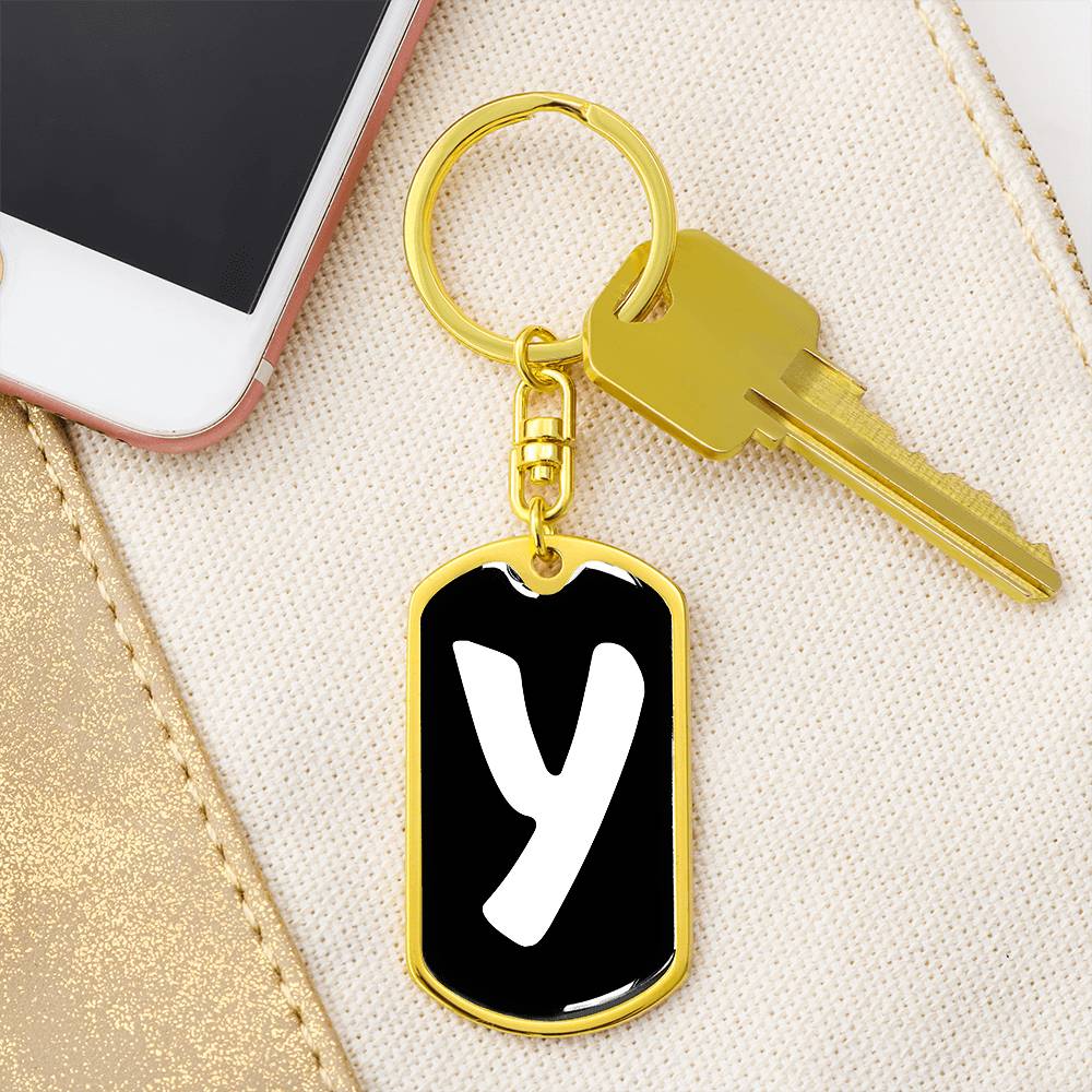 Initial Y v3b - Luxury Dog Tag Keychain