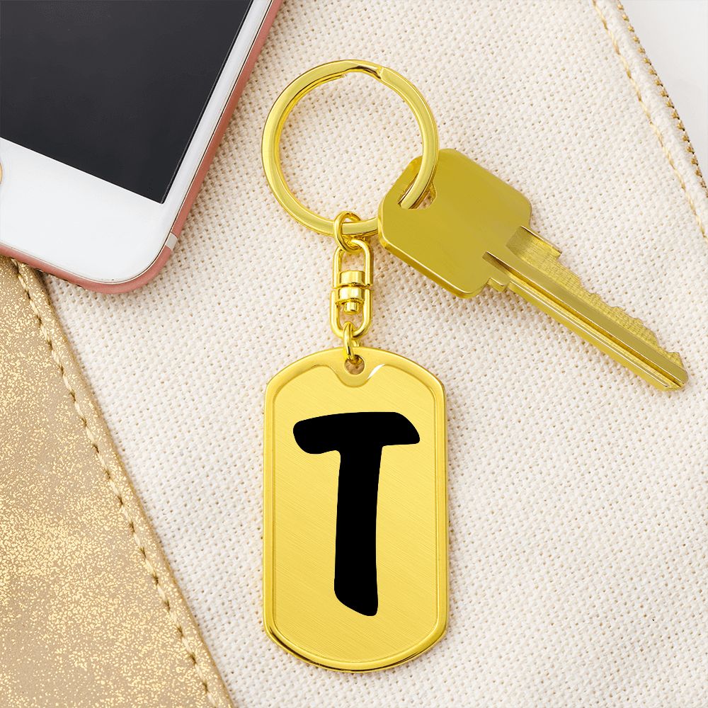 Initial T v1b - Luxury Dog Tag Keychain