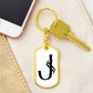 Initial J v001-14 - Luxury Dog Tag Keychain