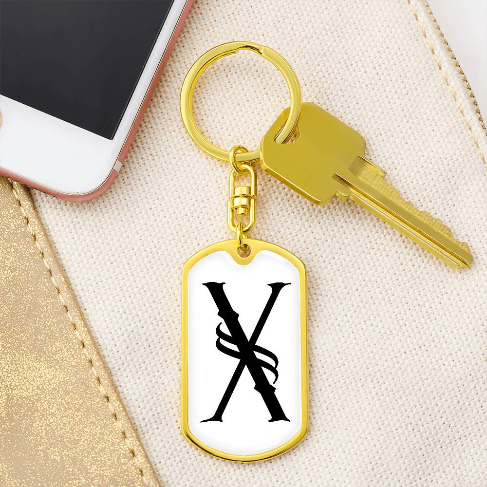 Initial X v001-14 - Luxury Dog Tag Keychain