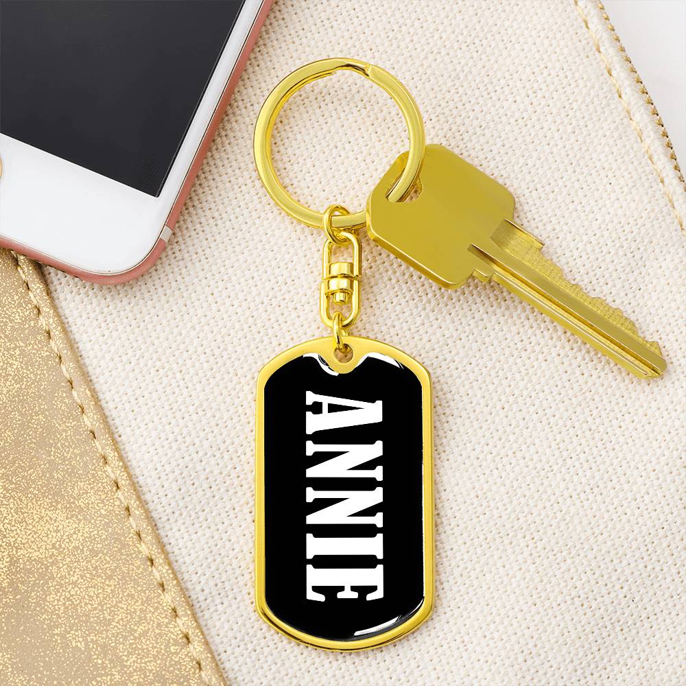 Annie v01w - Luxury Dog Tag Keychain
