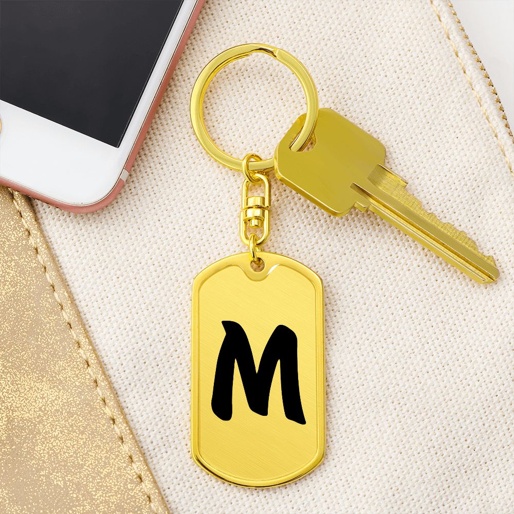 Initial M v1b - Luxury Dog Tag Keychain