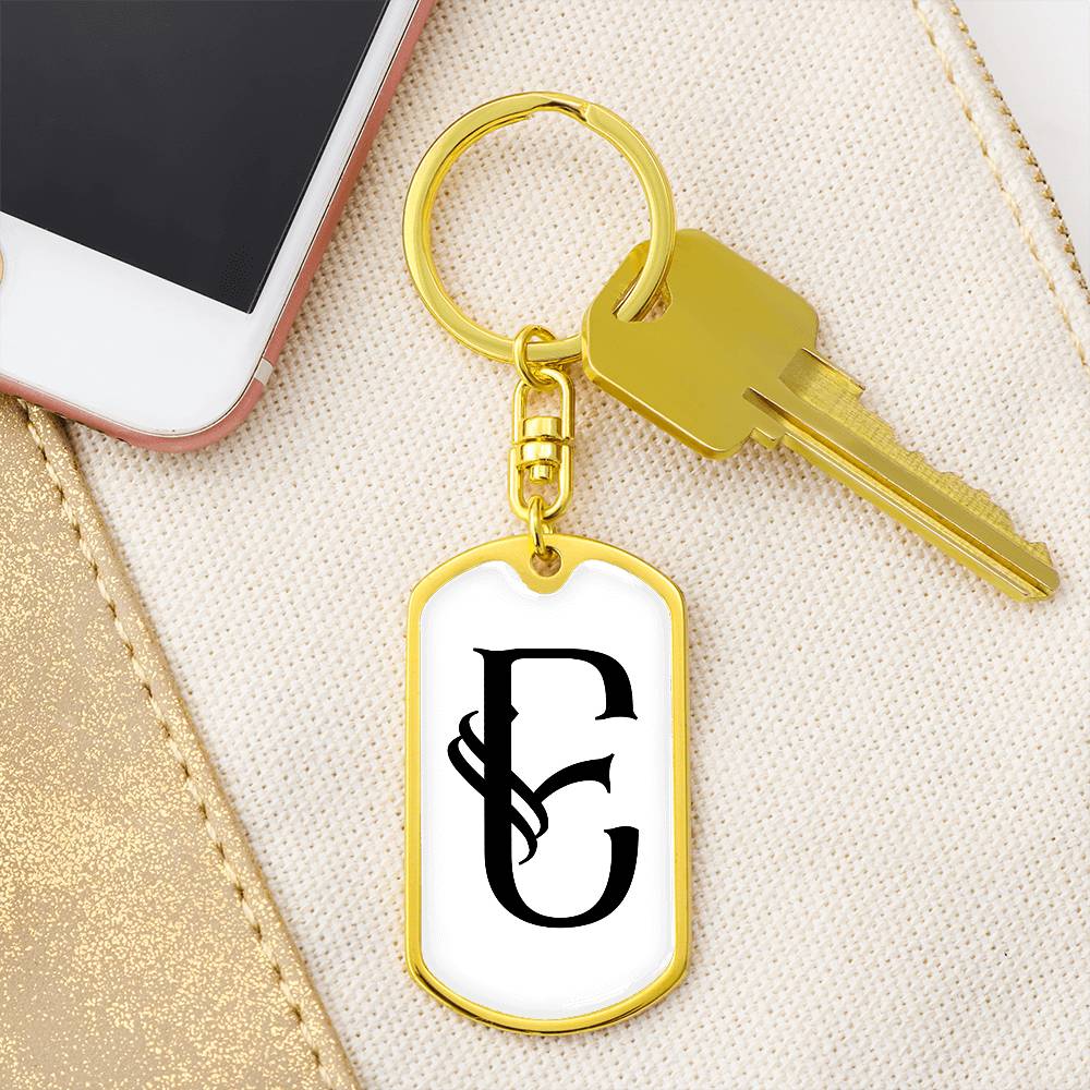Initial E v001-14 - Luxury Dog Tag Keychain