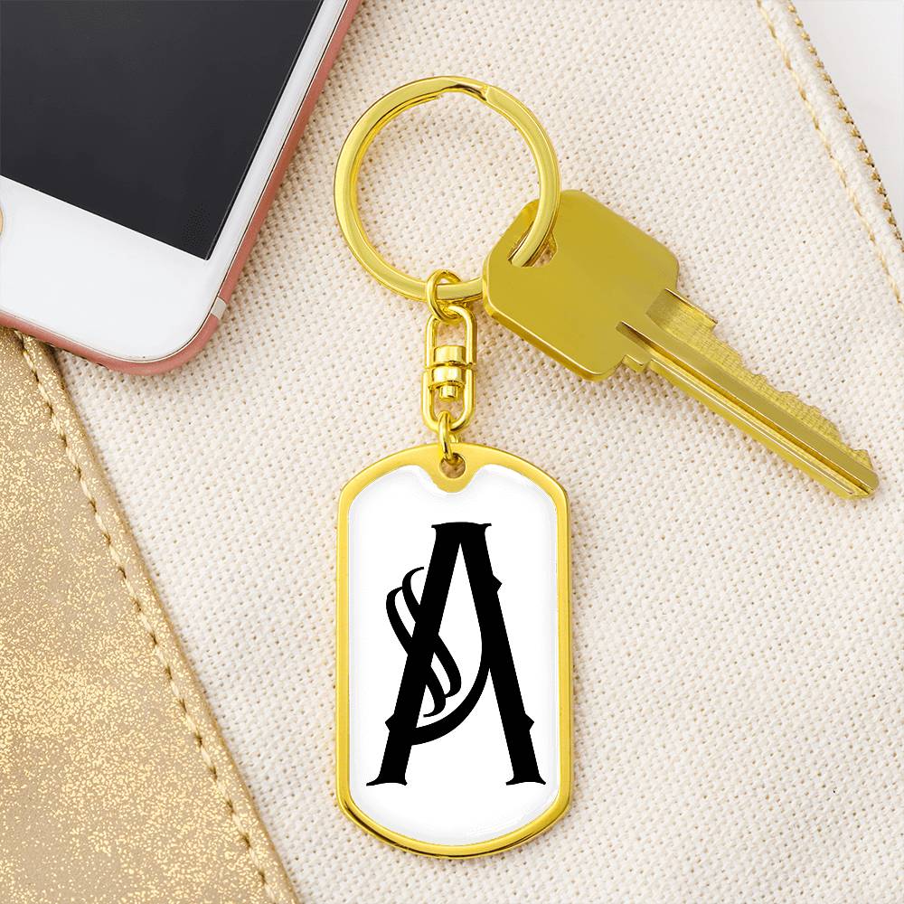 Initial A v001-14 - Luxury Dog Tag Keychain