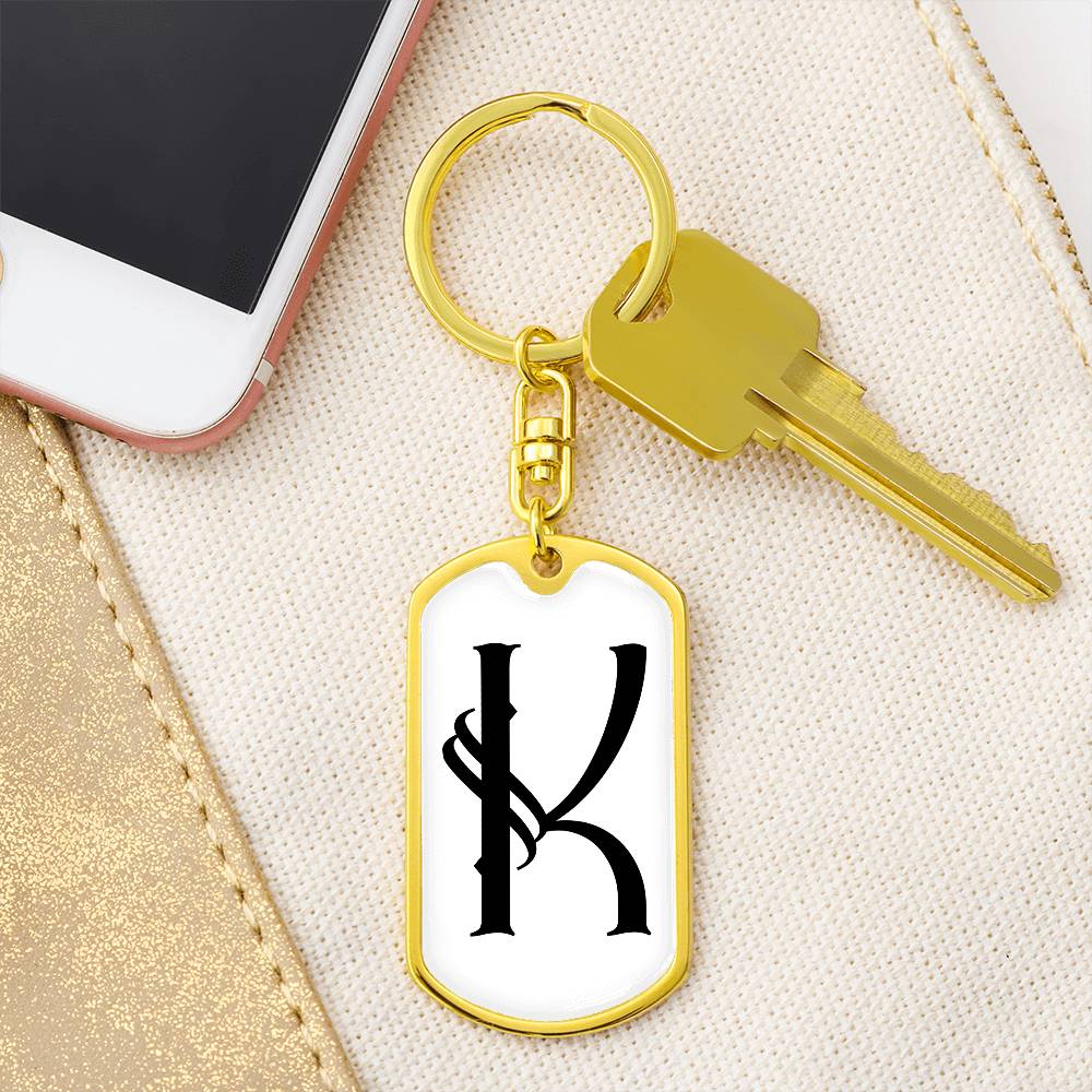 Initial K v001-14 - Luxury Dog Tag Keychain