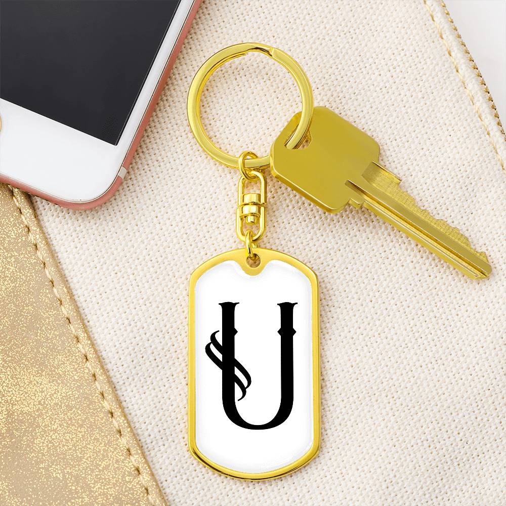 Initial U v001-14 - Luxury Dog Tag Keychain