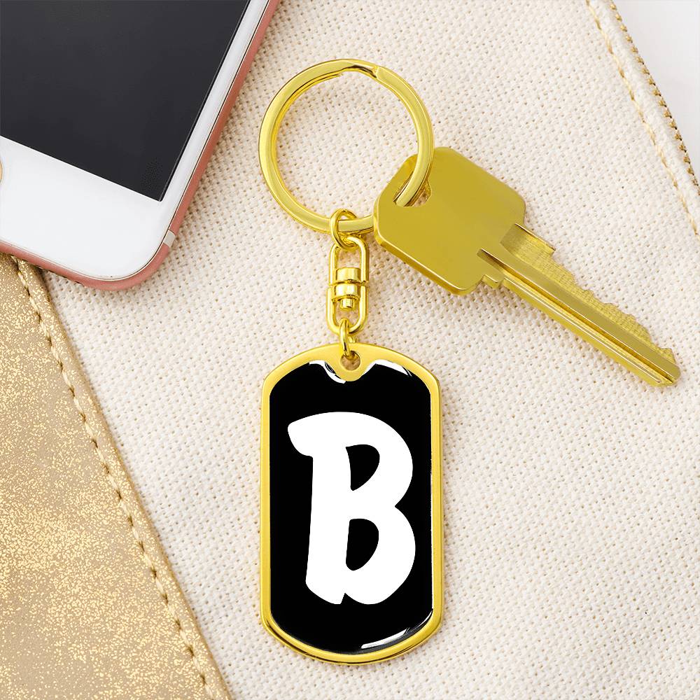 Initial B v3b - Luxury Dog Tag Keychain