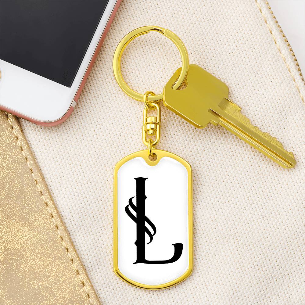 Initial L v001-14 - Luxury Dog Tag Keychain